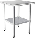 HARDURA Stainless Steel Table 24X30 Inches with Undershelf and Galvanized Legs NSF Heavy Duty Commercial Prep Work Table for Restaurant Kitchen Home and Hotel
