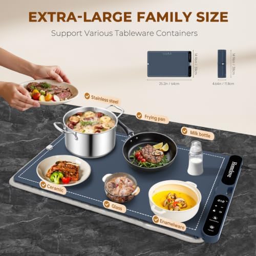 Homelove Warming Mat for Food - 7 Temps, 8H Timer, for Buffets Party Navy - Image 4