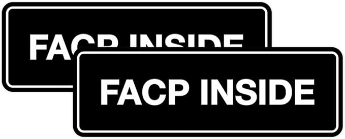 Signs ByLITA Standard FACP Inside Sign | Fire Safety Signage (Black) - Medium 2 Pack