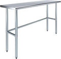 AmGood Stainless Steel Work Table Open Base | NSF Kitchen Island Food Prep | Laundry Garage Utility Bench (60" Long X 18" Deep)