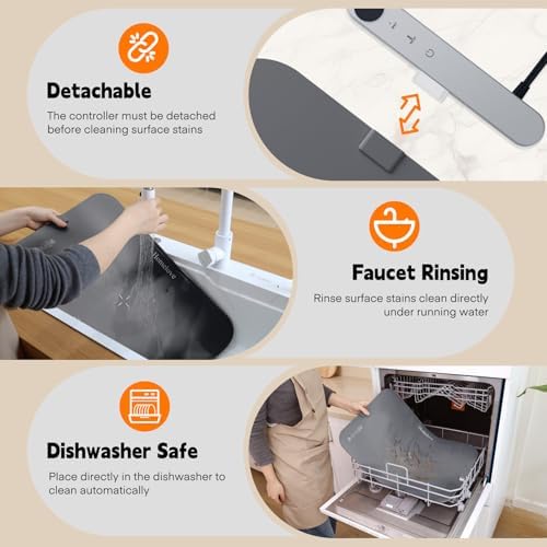 Homelove Warming Mat for Food - Electric Warming Tray with 7-Level Temp Settings & 6 Hours Timer, Full Surface Graphene Heating, Waterproof Dishwasher-Friendly Food Warmer for Parties, Kitchen (Grey) - Image 2