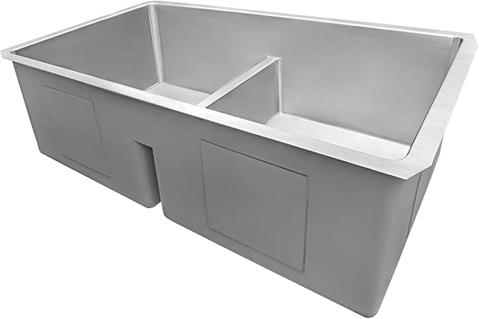 Ruvati 32-inch Low-Divide Undermount Tight Radius 50/50 Double Bowl 16 Gauge Stainless Steel Kitchen Sink - RVH7411