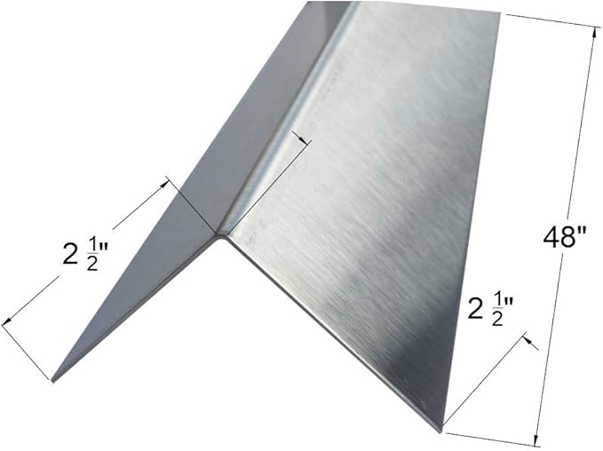 Brushed 304 Stainless Steel Corner Guards, 48" Wall Protectors, 20ga & 16ga, Available in 1/2" to 4", Multi-Pack Options (1, 2, 5, or 10) (10, 2 1/2 x 2 1/2, 20ga, No Hug Edges)