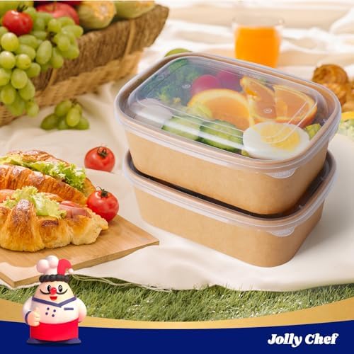 JOLLY CHEF 50 Pack Paper Food Container with Lid 25 oz Meal Prep Containers - Image 5