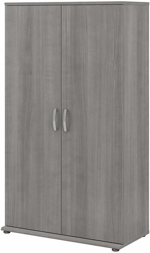 Bush Business Furniture Universal Tall Storage Cabinet with Doors and Shelves in Platinum Gray | Large Storage Unit for Home Office or Commercial Space