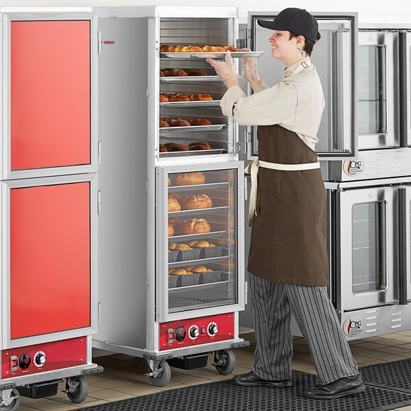 Commercial Insulated Heated Holding Cabinet, Full Size 36-Pan, Clear Dutch Doors, LED Display, 120V 1575W, 67.5x22.7x33.1 Inches, Silver Aluminum