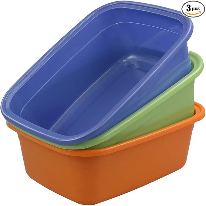 18 Quart Large Plastic Dish Pans, Wash Basin, Set of 3