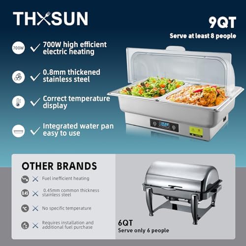 Electric Chafing Dish Buffet Server Set with Button Panel Control - Image 6