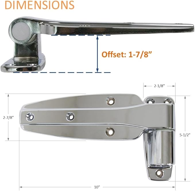 Kason 1245 Reversible Cam-Rise Hinge Chrome Finish for Freezer/Cooler/Refrigerator, 1245-201-54 (1-7/8" Offset)