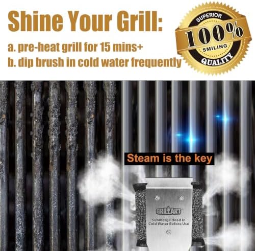 GRILLART Grill Brush Bristle Free, Safe Grill Brush for Outdoor Grill, SteamWizards BBQ Grill Cleaning Brush Kit, Replaceable Head Grill Scraper Tool, Grill Cleaner BBQ Accessories, Gifts for Men/Dad - Image 7