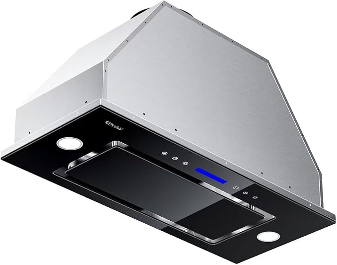 EKON New 30'' Built-in/Insert Range Hood, 900 CFM tempered glass with Touch Control, Ducted/Ductless Convertible, 2 Pcs Adjustable Lights