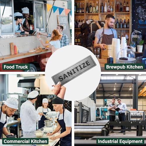 Wash Rinse Sanitize Sink Labels, 3 Compartment Sink Stickers with Employees Must Wash Hands Sign, Commercial Kitchen Dishwashing Signs for Restaurant, Food Truck, Food Service, 4 Pack Brushed Aluminum - Image 6