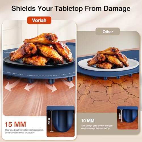Warming Mat for Food, Voriah Electric Warming Tray with 99H Timer & 8 Temperature Settings, Foldable Food Warmer with °C/°F Switch, Keeps Food Warm at Buffets, Sabbath, Family Gatherings（Navy Blue） - Image 4