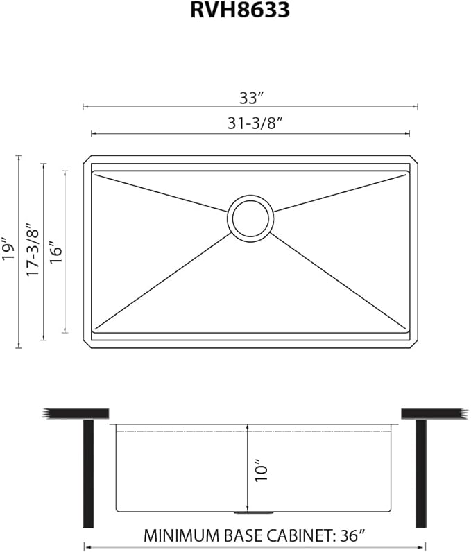 Ruvati Hex Bottom 33-inch Workstation Scratch Resistant Embossed Texture Kitchen Sink Stainless Steel - RVH8633
