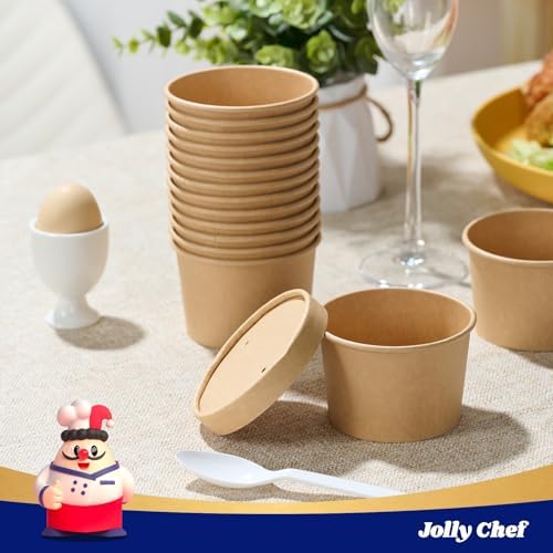 JOLLY CHEF 50 Pack Disposable Paper Food Containers with Lids 8 oz - Image 4