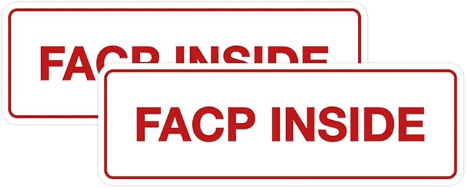 Signs ByLITA Standard FACP Inside Sign | Fire Safety Signage (White/Red) - Large 2 Pack