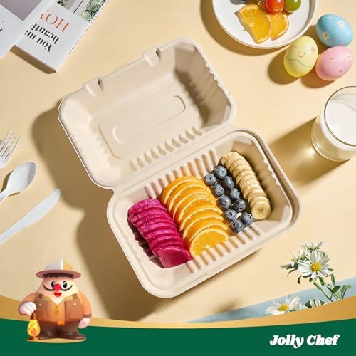 Sugarcane to go food containers, 1-Compartment Clamshell Food Containers - Image 4