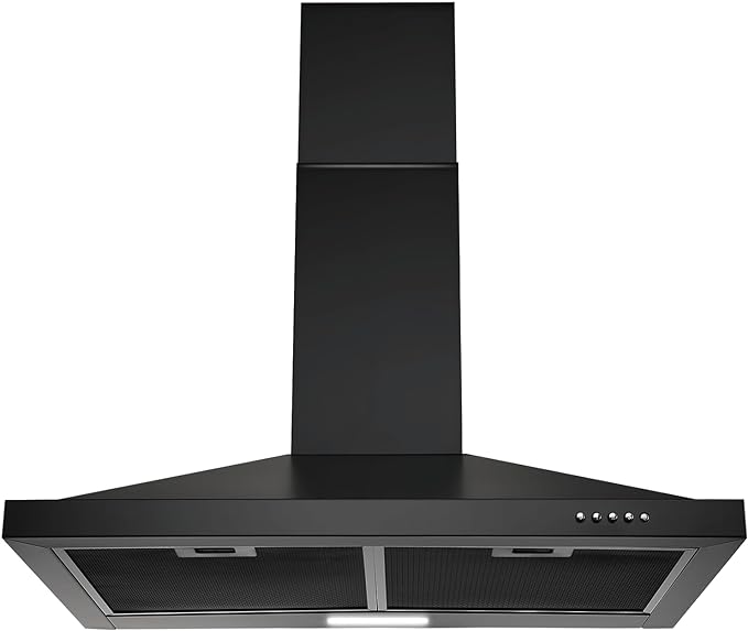 SNDOAS Black Range Hood 30 inch,Hood Vents for Kitchen with Ducted/Ductless Convertible,Vent Hoods 30 inch,Wall Mount Ductless Range Hood,Stainless Steel Kitchen Vent Hood with LED Light