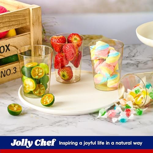 JOLLY CHEF Gold Glitter Plastic Cups 10 oz Disposable Tumblers 100 Pack - Image 5