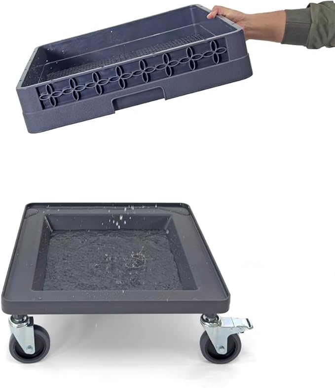 Dolly for Dish Rack and Glass Rack | 2 Wheel Lock 4" | 250 lbs. max Capacity | Gray