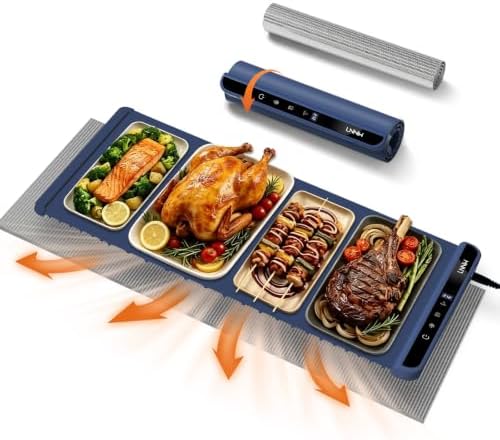 Warming Mat for Food, 36x15 Inch, Dark Blue, Fast Heat, Child Lock by LNNIWHome