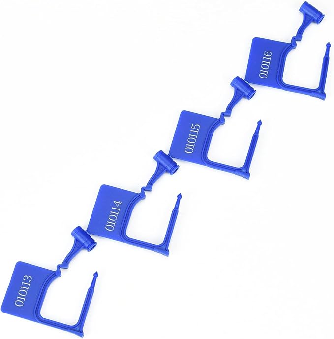 Tamper Proof Plastic Security Padlock Seals Numbered Disposable Safety Tags - Locks Self-Locking for Luggage Medical Clothing (1000 PCS) (Blue)