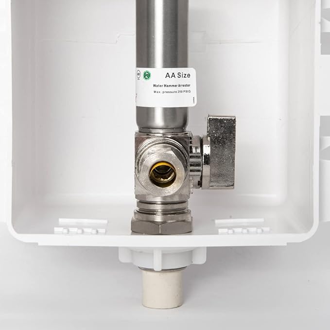 EFIELD CPVC Pre-Assembled Dishwasher Outlet Box, 1/2-Inch CPVC Connection with Installed 1/4-Turn Stop Angle Valve, Copper Water Hammer Arrestor,(DW006)
