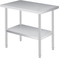  Stainless Steel Prep Table, 24 x 60 Inches, with Rounded-Corner, Adjustable Undershelf, Commercial Heavy Duty Table with Adjustable Under Shelf for Outdoor Use,Restaur
