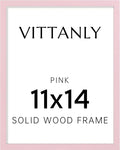 Vittanly 11x14 Picture Frame, Solid Wood Frame with Plexiglass, Includes 8x10 Mat, Wall Hanging for Photos, Home Decor, Pale Pink, 1 Pack