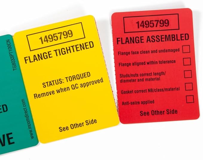 INCOM Manufacturing Numbered 3-Stage Flange Management Tags, Heavy Duty All-Weather DuraPly™, 2.75 inch x 7.9 inch, 100 Pack, TG8033PT100CN