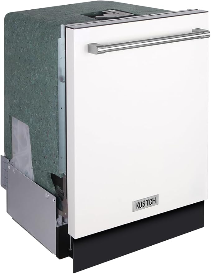 KOSTCH 24 inch Built-In Dishwasher,Top Control 8 Wash Programs Slide In Dish Washer Machine with Third Rack,Large Capacity 15 Place Settings, ENERGY STAR Certified, 45-dBA Ultra-Quiet (White)