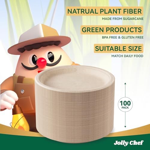 Compostable Heavy Duty 10 Inch 100 Pack Eco-Friendly Disposable Paper Plate - Image 6