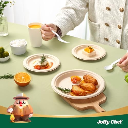 Compostable Heavy Duty 7 Inch and 9 Inch 120 Pack Eco-Friendly Paper Plates - Image 5