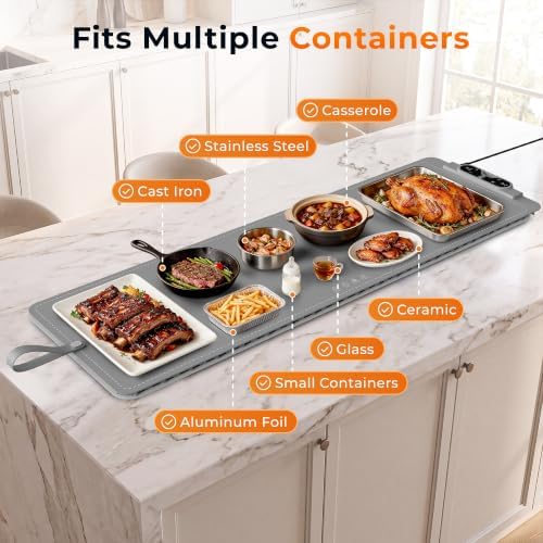 Warming Mat for Food， Extra Large 49"x15", 7 Heat Levels, 8 Hour Timer - Image 5