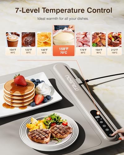 Warming Mat for Food (35"x16") - iTRUSOU Extra Large Electric Warming Tray with 7-Level Temp, 500W High-Power & 99H Timer - Rollable XL Large Food Warming Mat for Parties & Buffet - Image 3