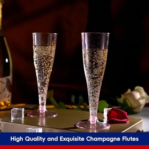JOLLY CHEF Plastic Champagne Flutes, Purple Glitter Flutes 4.5 oz 100 Pack - Image 6