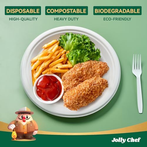 Compostable Heavy Duty 10 Inch 300 Pack Disposable Eco-Friendly Paper Plate - Image 3