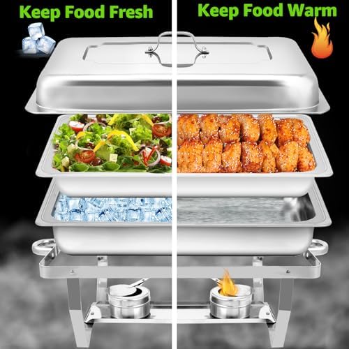 Chafing Dishes for Buffet 2 Pack, Full Pan Stainless Steel Chafing Dish Buffet Set - Image 2