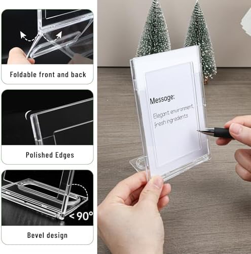 10 Pack 3x5 Inch Small Sign Holder Vertical, Double-Sided Usage with Swivel Base for Table Display, for Office, Store, Restaurant, for Number/Name/Food Label Display, Note - Image 3