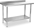 STABLEINK NSF Stainless Steel Prep and Work Table 24 x 60 Inches 5ft Heavy Duty Metal Table with Backsplash and Undershelf for Commercial Kitchen, Restaurant,Home, Laundry Room