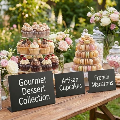 Mini Chalkboard Signs for Food Display, 32 Pack 4"x3" Buffet Food Labels with Liquid Chalk Markers, Reusable Small Chalkboard Table Signs for Wedding, Party, Bakery, Buffet (32, Black L-shaped) - Image 4