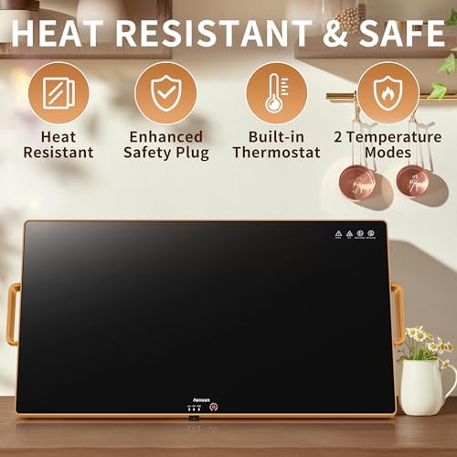 Warming Trays for Buffets Party, 32"x18", Tempered Glass Food Warmer, Black - Image 5