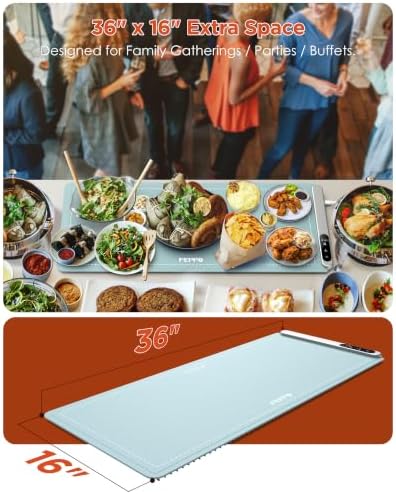 FEPPO Food Warming Mat, (XXL 36"x16") Food Warmers for Parties Buffet - Image 2