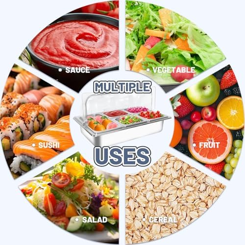 Countertop Ice Food Serving Display Tray with 5 Pan, Salad Bar Buffet Station for Home, Cold Food Buffet Server, Pizza Topping Station, Cold Buffet Table Serving Station for Party - Image 6