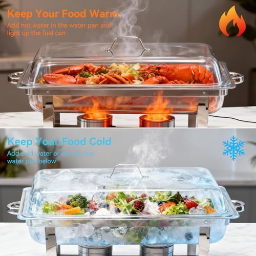 Chafing Dishes for Buffet with Full-Size Pans, 9QT Chafing Dish Sets, 304 Stainless Steel Buffet Servers and Warmers,Food Warmers for Parties & Dinners, Warming Trays for Buffets Party - Image 6