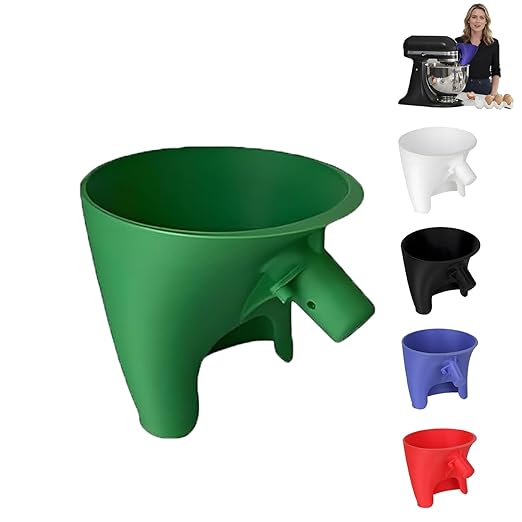Flour Funnel for Kitchen Aid Mixer, Stand Mixer Attachment, No Mess Anti Spill Design for 4.5-5 Qt Tilt Head Dishwasher Safefor Normal Temperature Wash, Baking Tool (Greed)