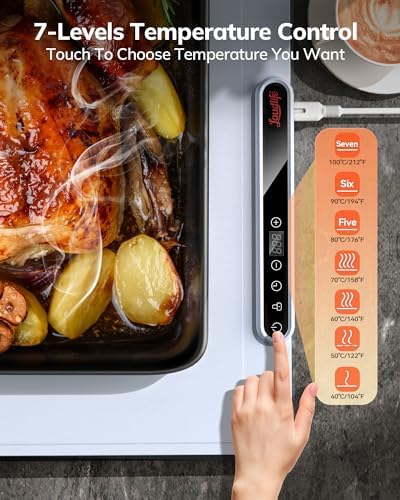 Laudlife Electric Warming Mat for Food, Roll-Up Silicone Heating Pad with 7 Adjustable Tempmaster Levels, Foldable Warming Tray for Countertop,Buffet Party, Kitchen & Home, Child Lock, Light Blue - Image 2