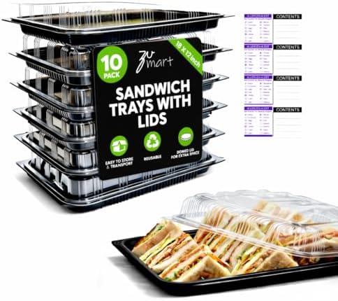 10 Pack Catering Trays with Lid – 18" Serving Trays with Lids - Reusable Serving Platter With Lid for Catering, Buffet, Picnics & Events – Party Trays With Lids (18x 12.20 x 2.95 inch) by Unknown