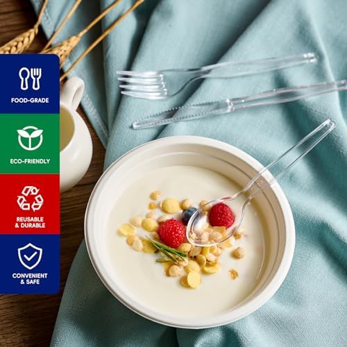 300 Clear Plastic Silverware, Cutlery Set 100 Forks, 100 Spoons, 100 Knives - Image 3