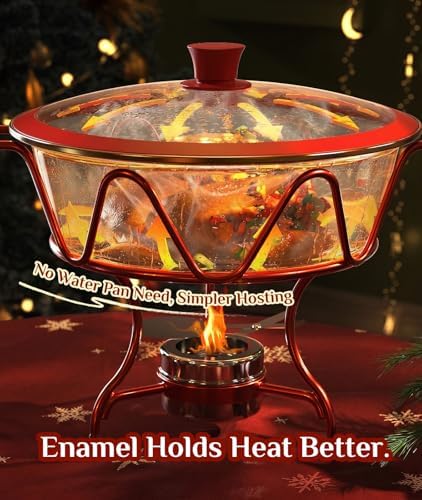 Chafing Dishes for Buffet 4 Pack, [Enameled, Redefined] Food Warmers for Parties Buffet [Water-Free Heating Design] 7QT Chafing Dish Buffet Set, Buffet Servers and Warmers for Any Party - Image 3